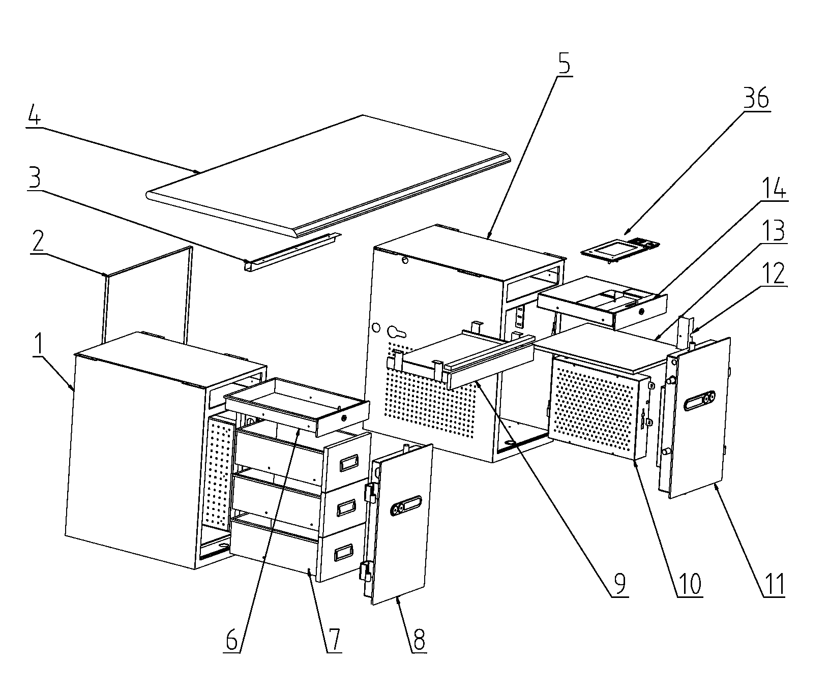 Double-wing type security terminal desk and controlling system thereof