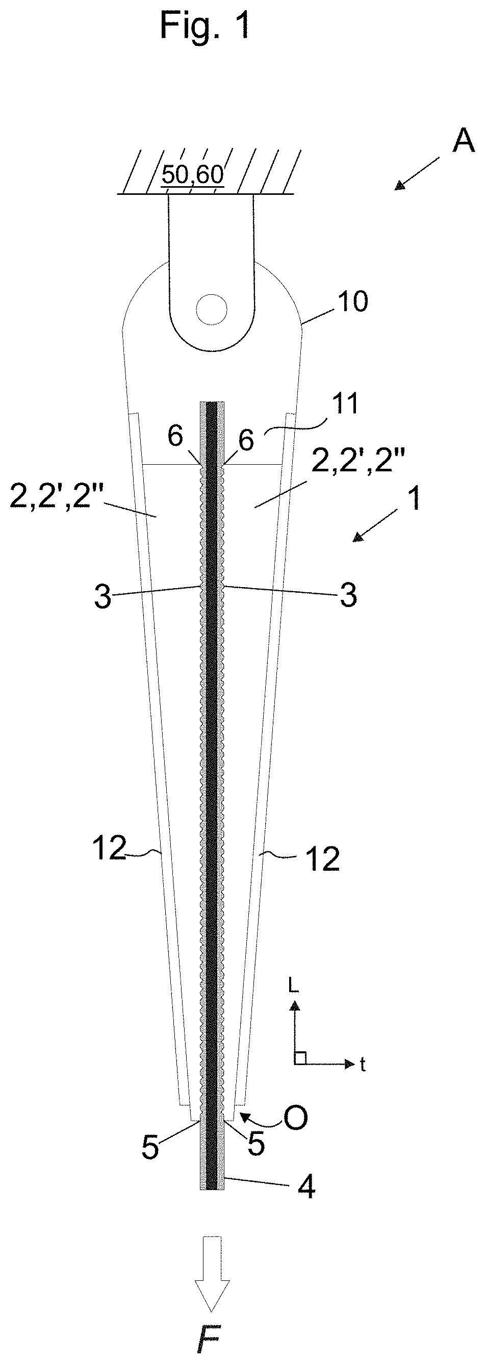 Rope gripping member of a hoisting apparatus, rope gripping device, terminal arrangement and hoisting apparatus