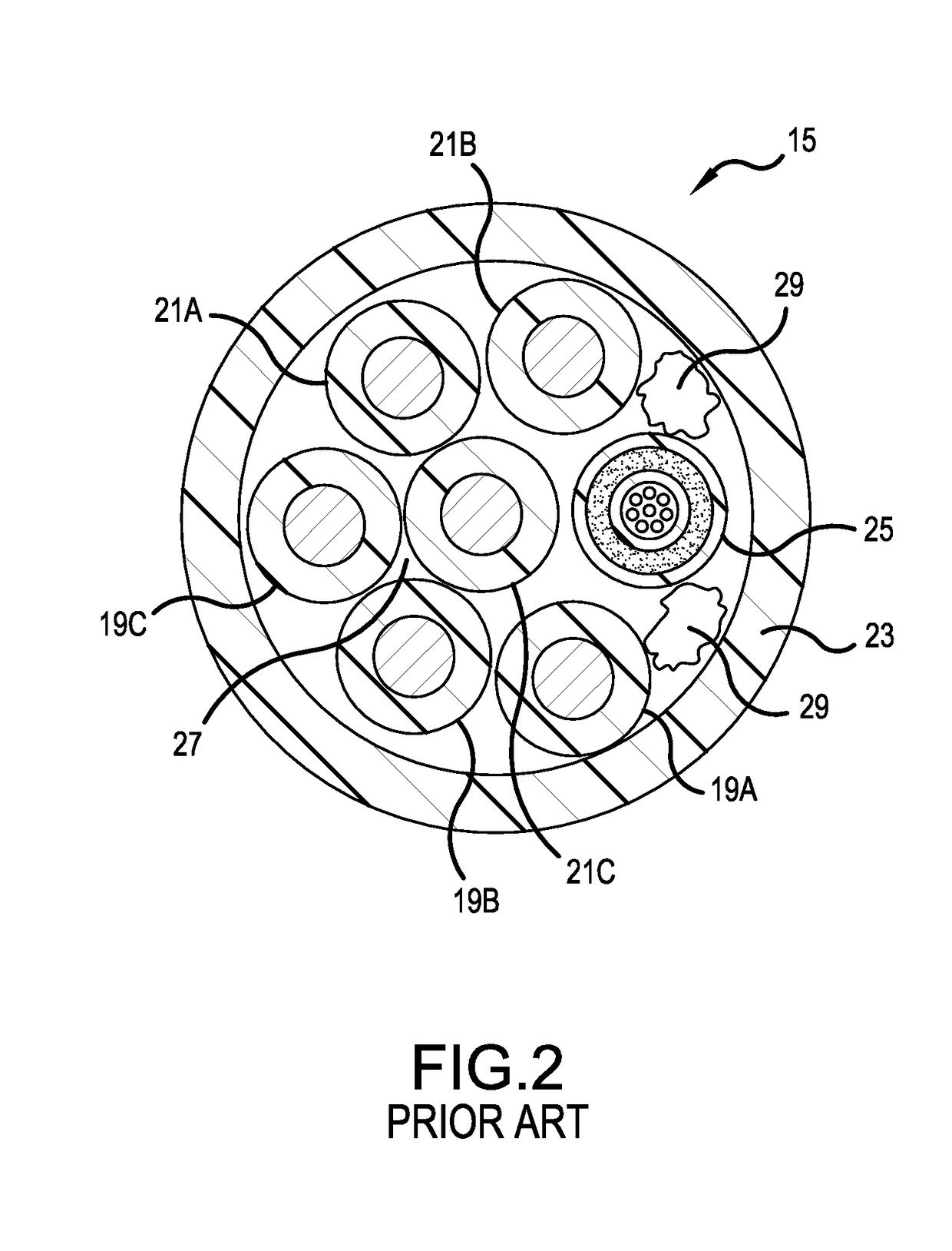 Hybrid cable with flat power conductors