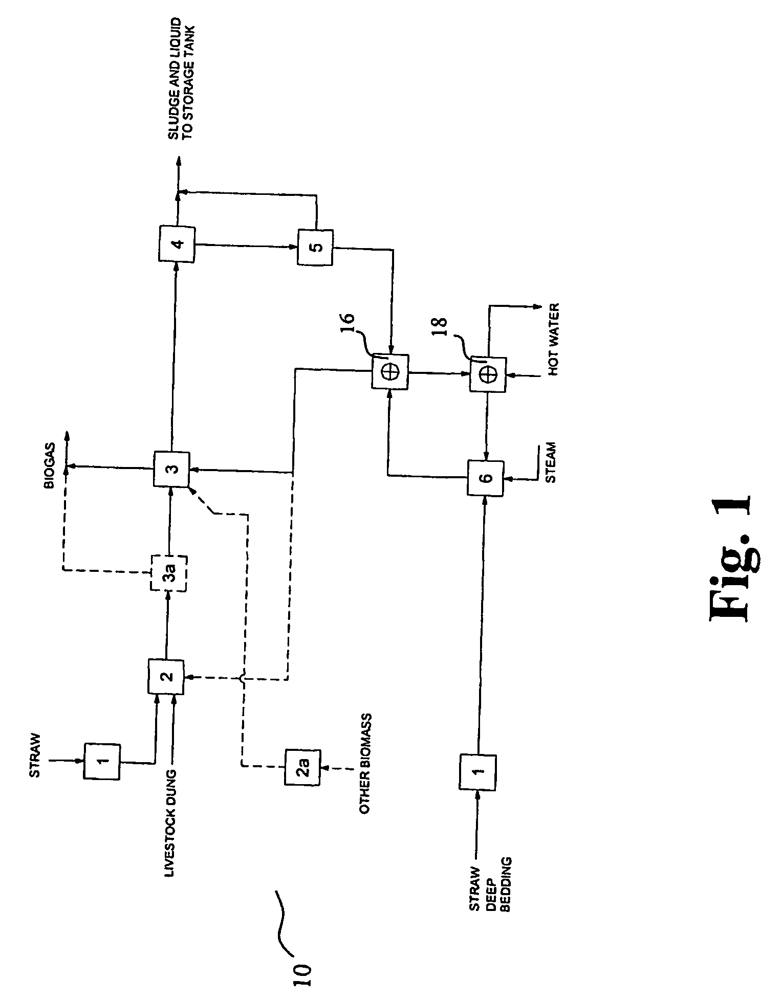 Biogas producing facility with anaerobic hydrolysis