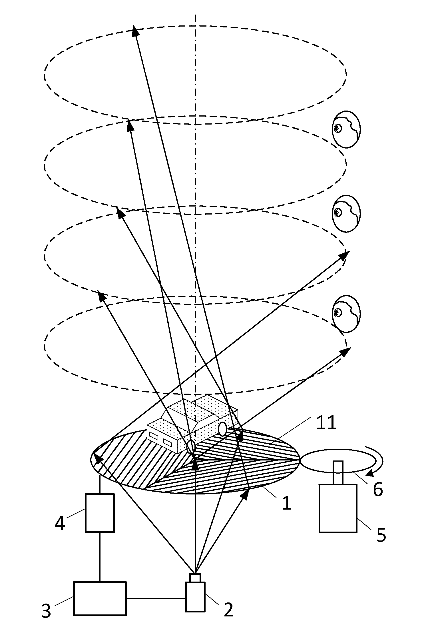 Combined-screen-based multi-pitching angle suspended panoramic space 3D display device