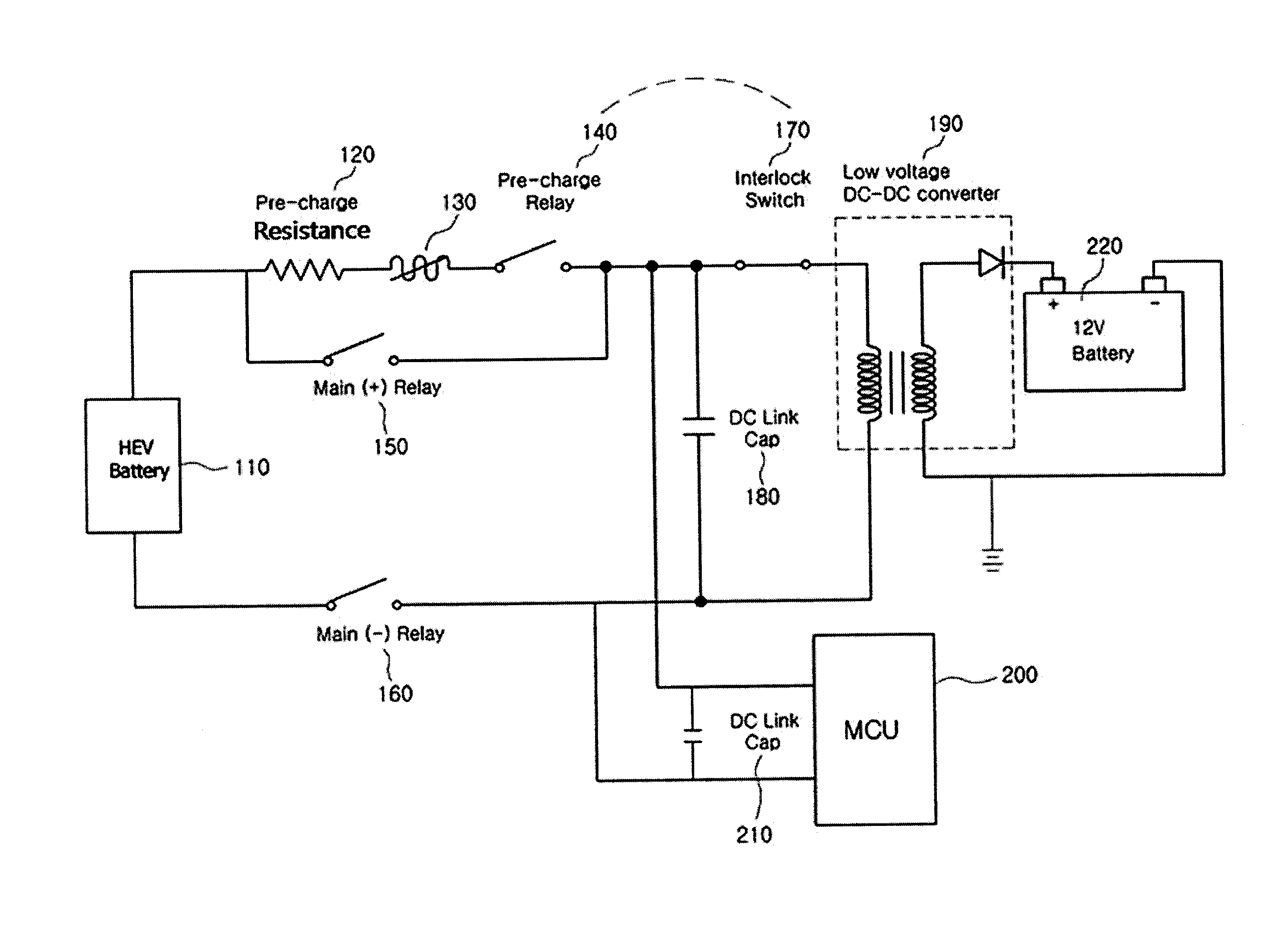 Circuit Apparatus for Protecting a Pre-Charge Resistance Using an Interlock Switch