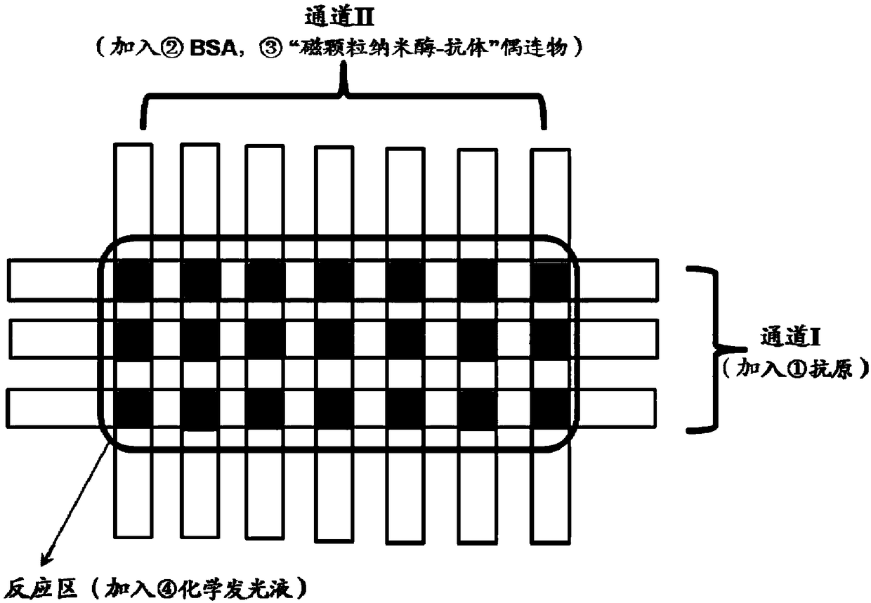 Microfluidics immune chip analysis method based on magnetic particle nano-enzyme, and application