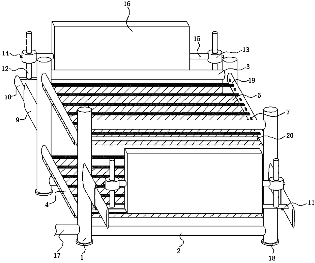 Light-guide irradiation shelf for air-drying shoes on indoor balcony