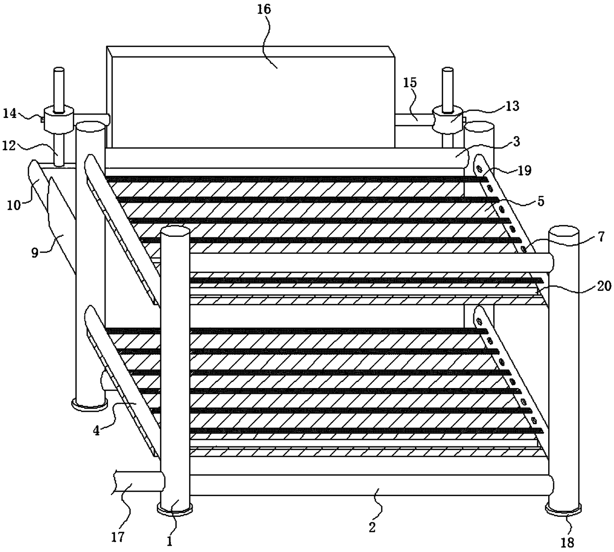 Light-guide irradiation shelf for air-drying shoes on indoor balcony