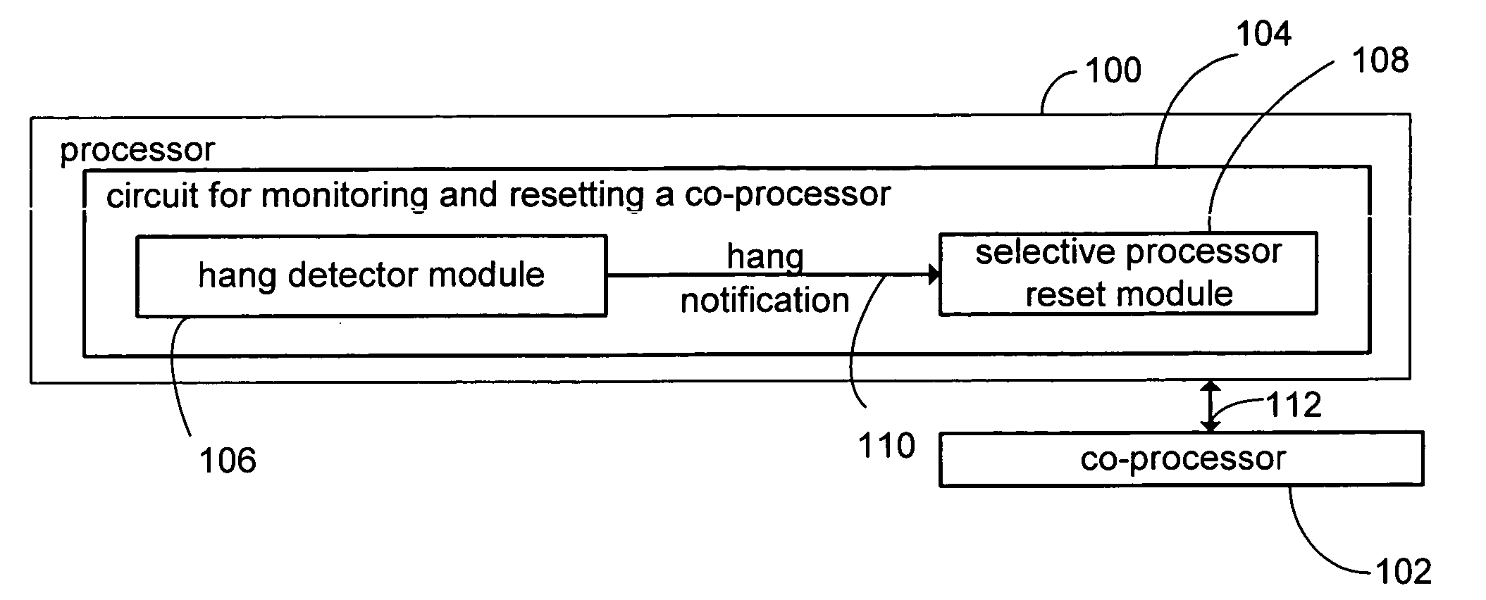 Method and apparatus for monitoring and resetting a co-processor