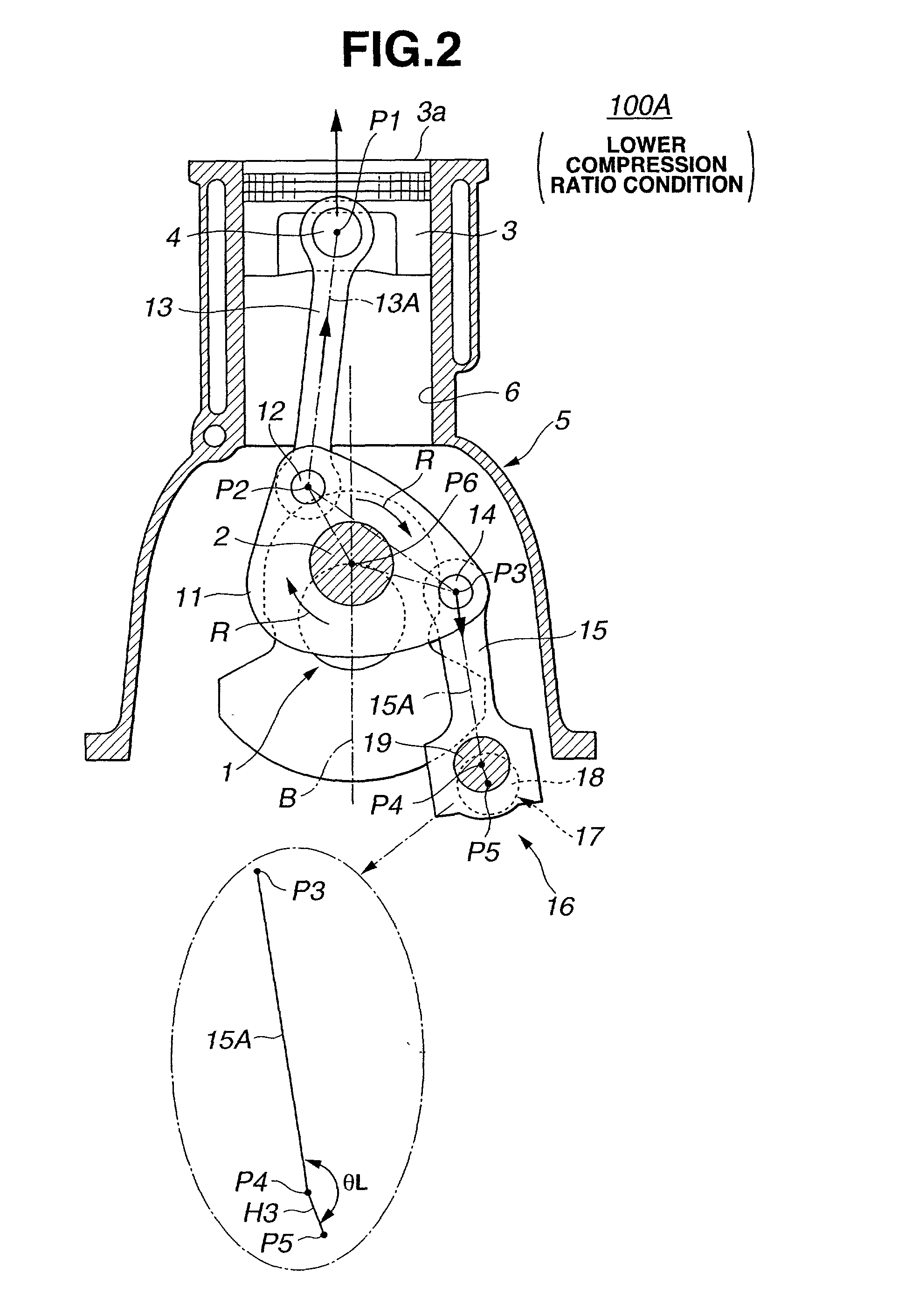 Piston control mechanism of reciprocating internal combustion engine of variable compression ratio type