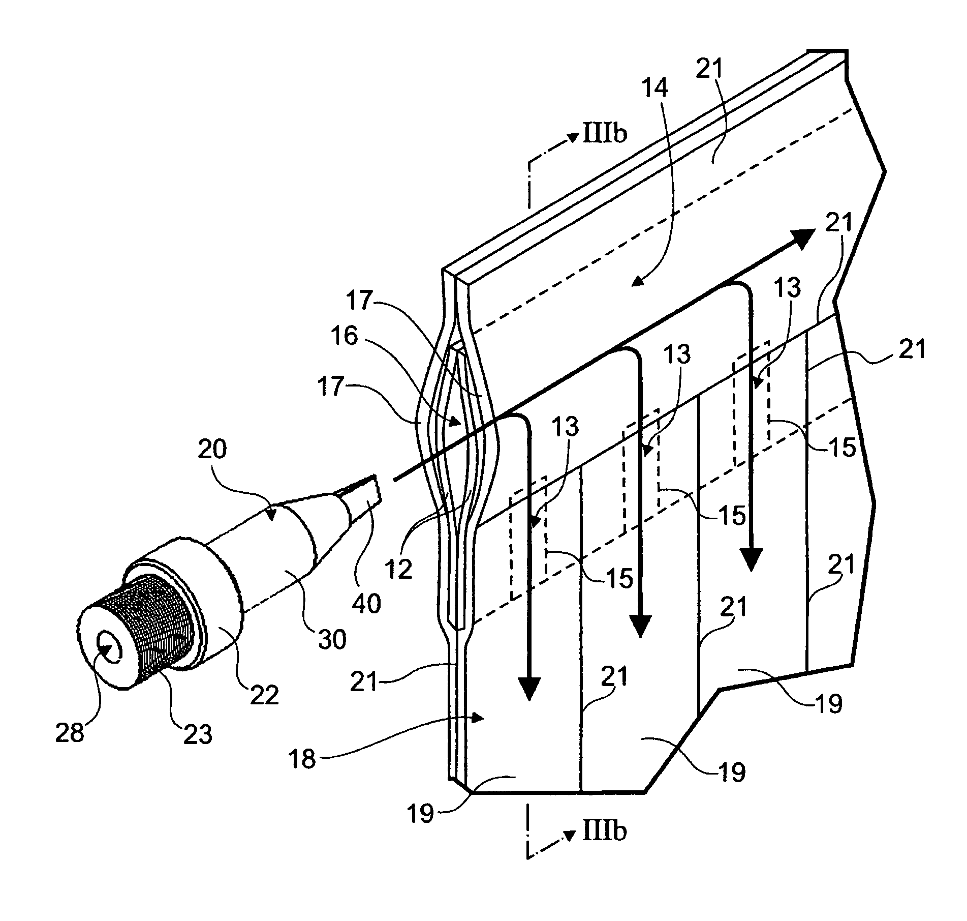 Inflation nozzle with valve-locating probe and pulsating air supply