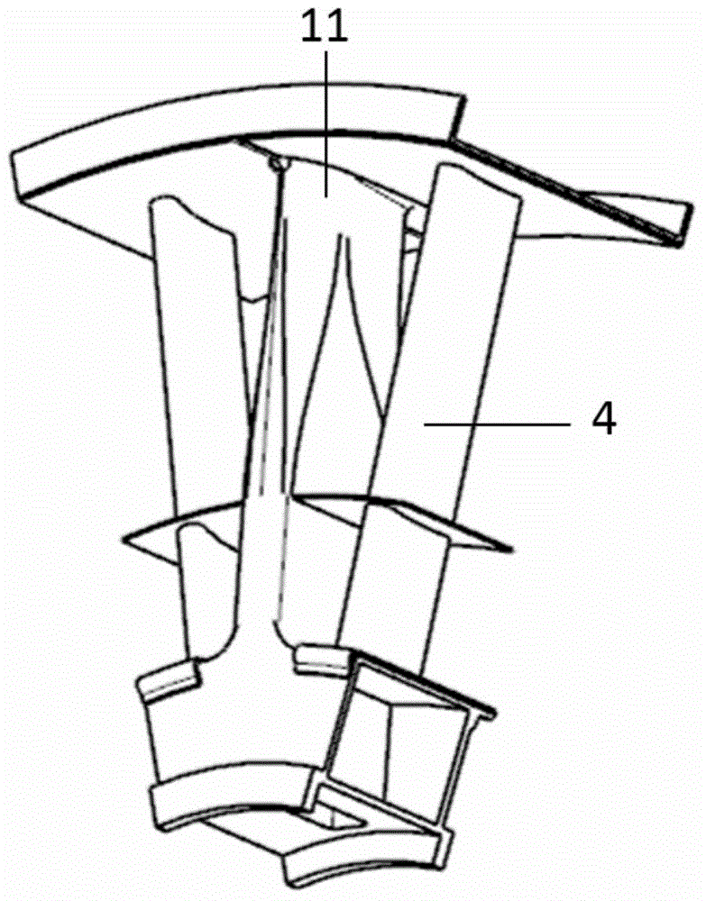 Turbine rear force bearing case integrally connected to rectification blade cascade