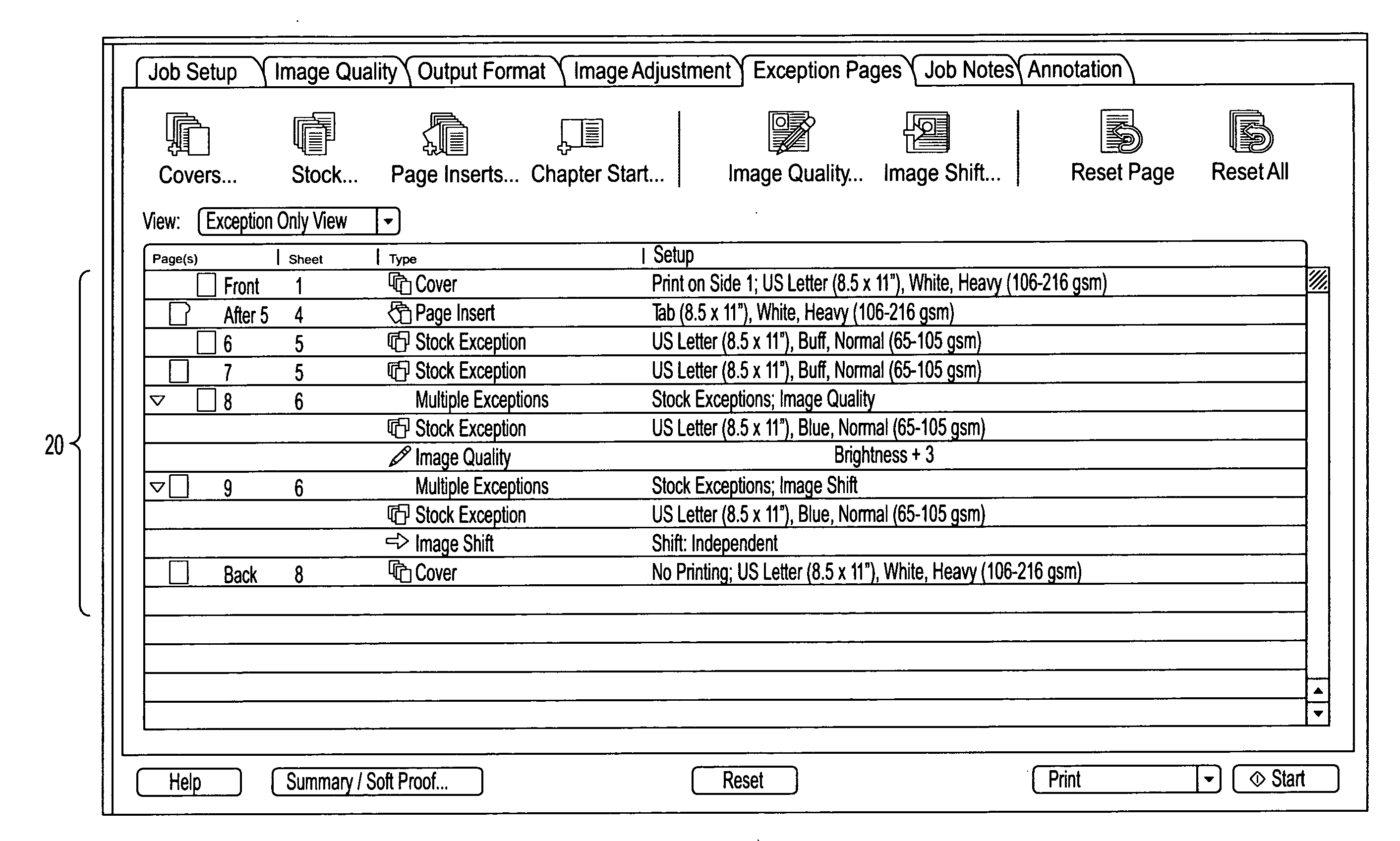 Exception page programming system