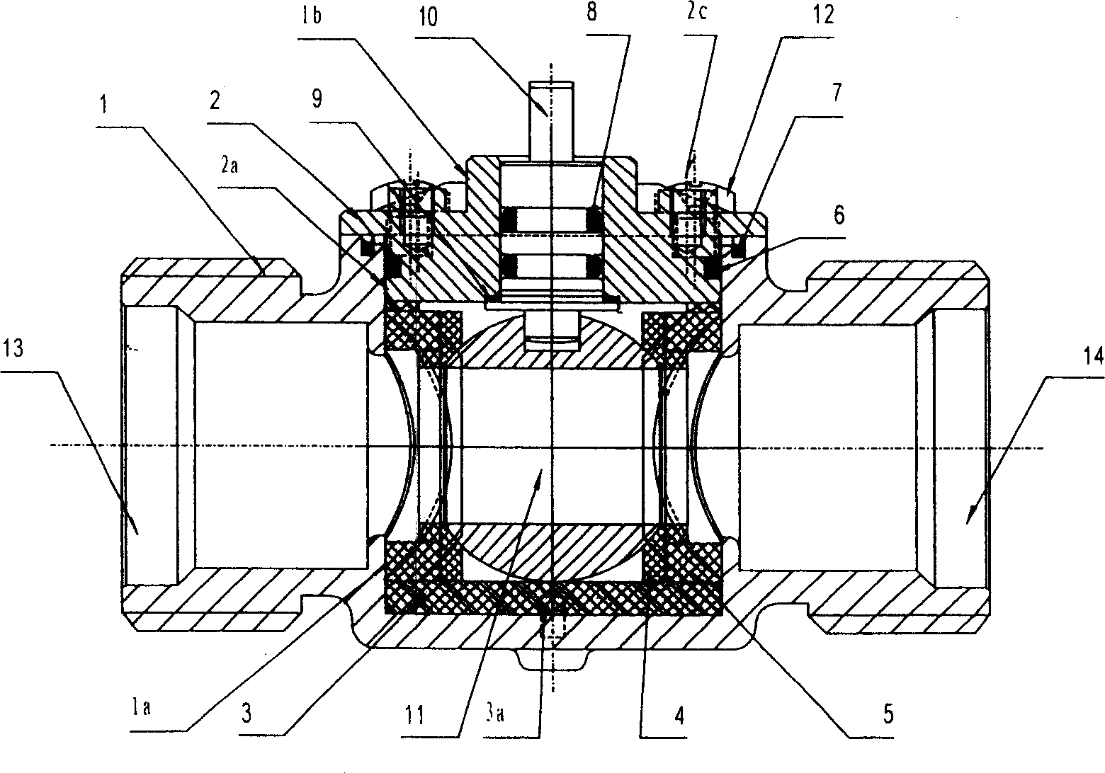 Upper assembled electric ball valve