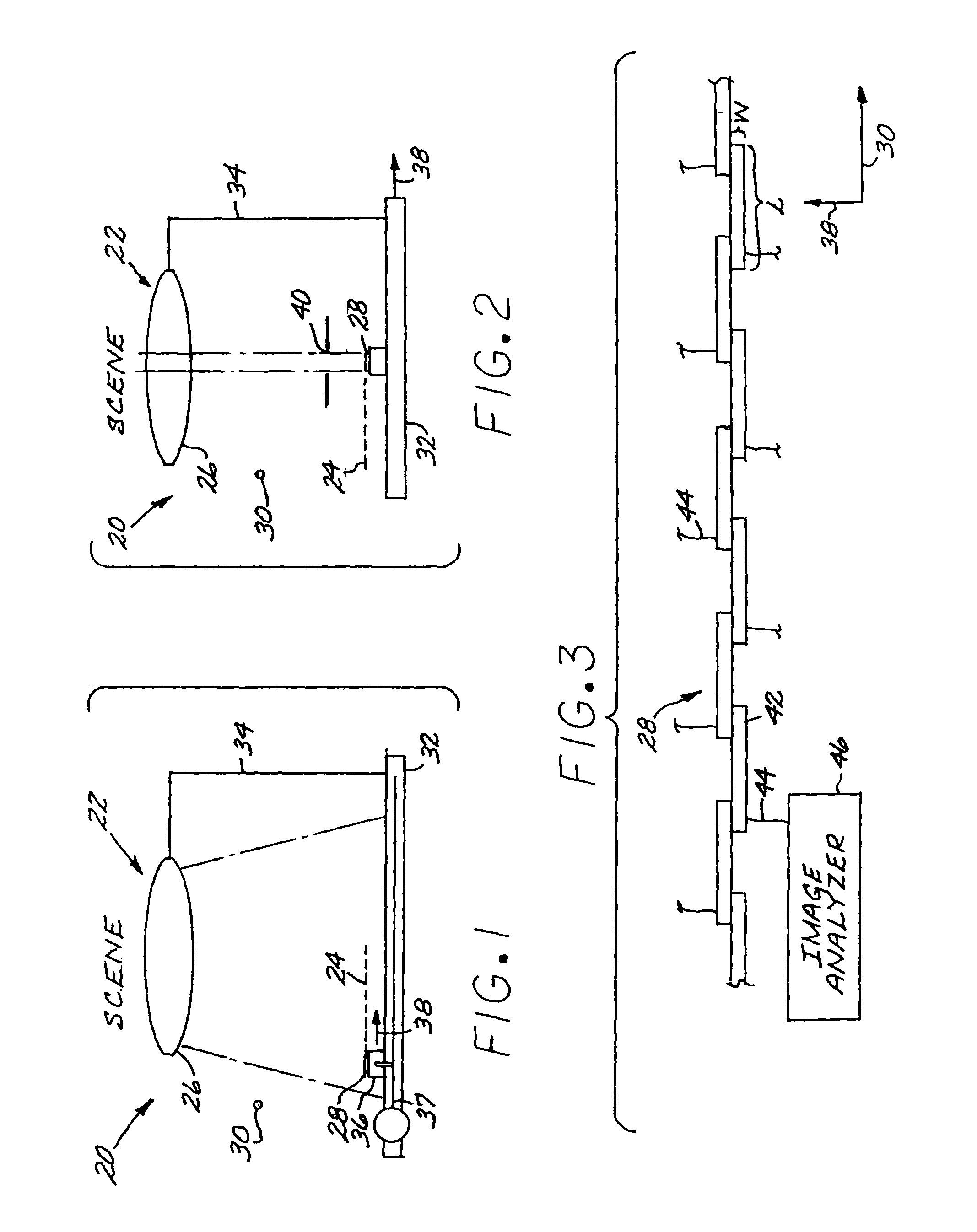 Imaging sensor system with staggered arrangement of imaging detector subelements, and method for locating a position of a feature in a scene