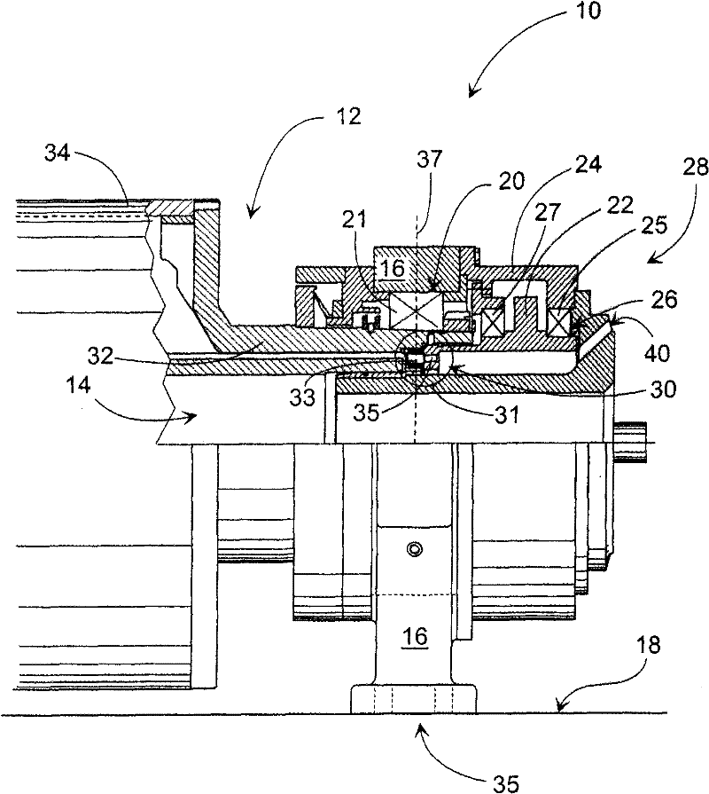 Gear-system arrangement for driving a vacuum roll and for supporting the internal structures of a vacuum roll