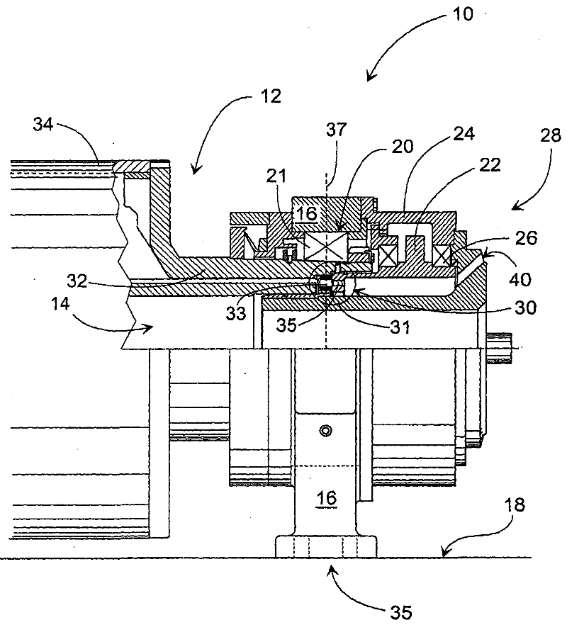 Gear-system arrangement for driving a vacuum roll and for supporting the internal structures of a vacuum roll