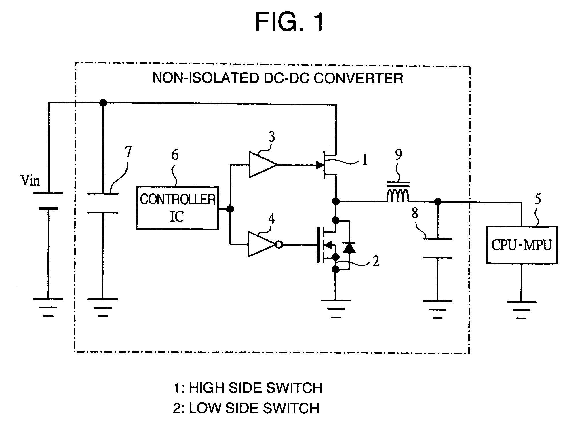 Power supply, multi chip module, system in package and non-isolated DC-DC converter