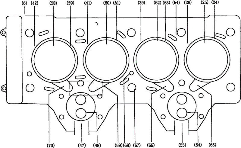 Novel pumping pressure four-stroke four-cylinder layering vortex combustion energy-saving gasoline engine