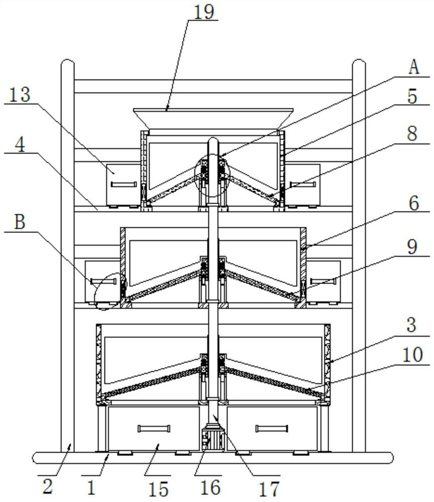 Poultry breeding feed screening machine and screening method thereof