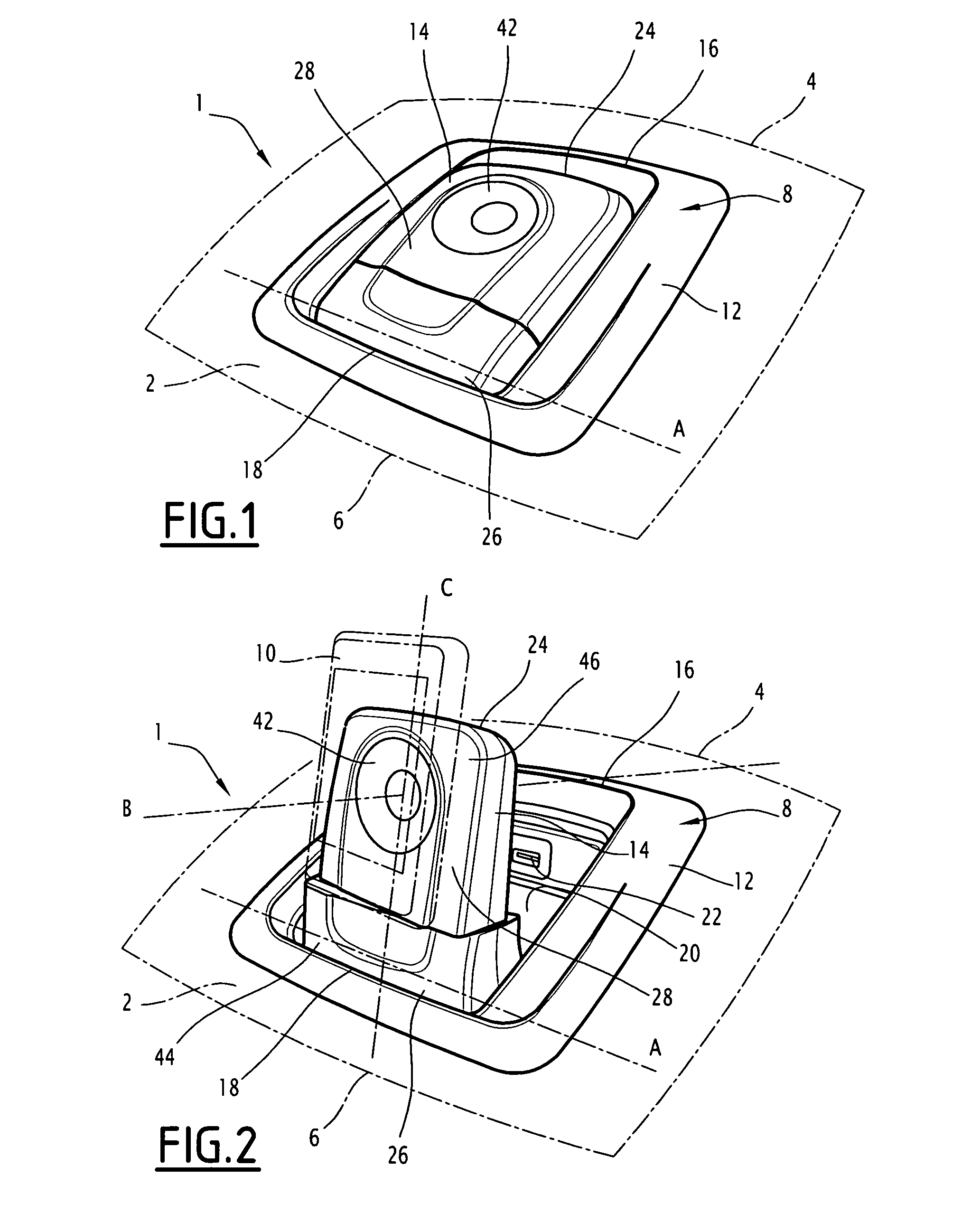 Automobile trim element including a holder for a portable electronic device