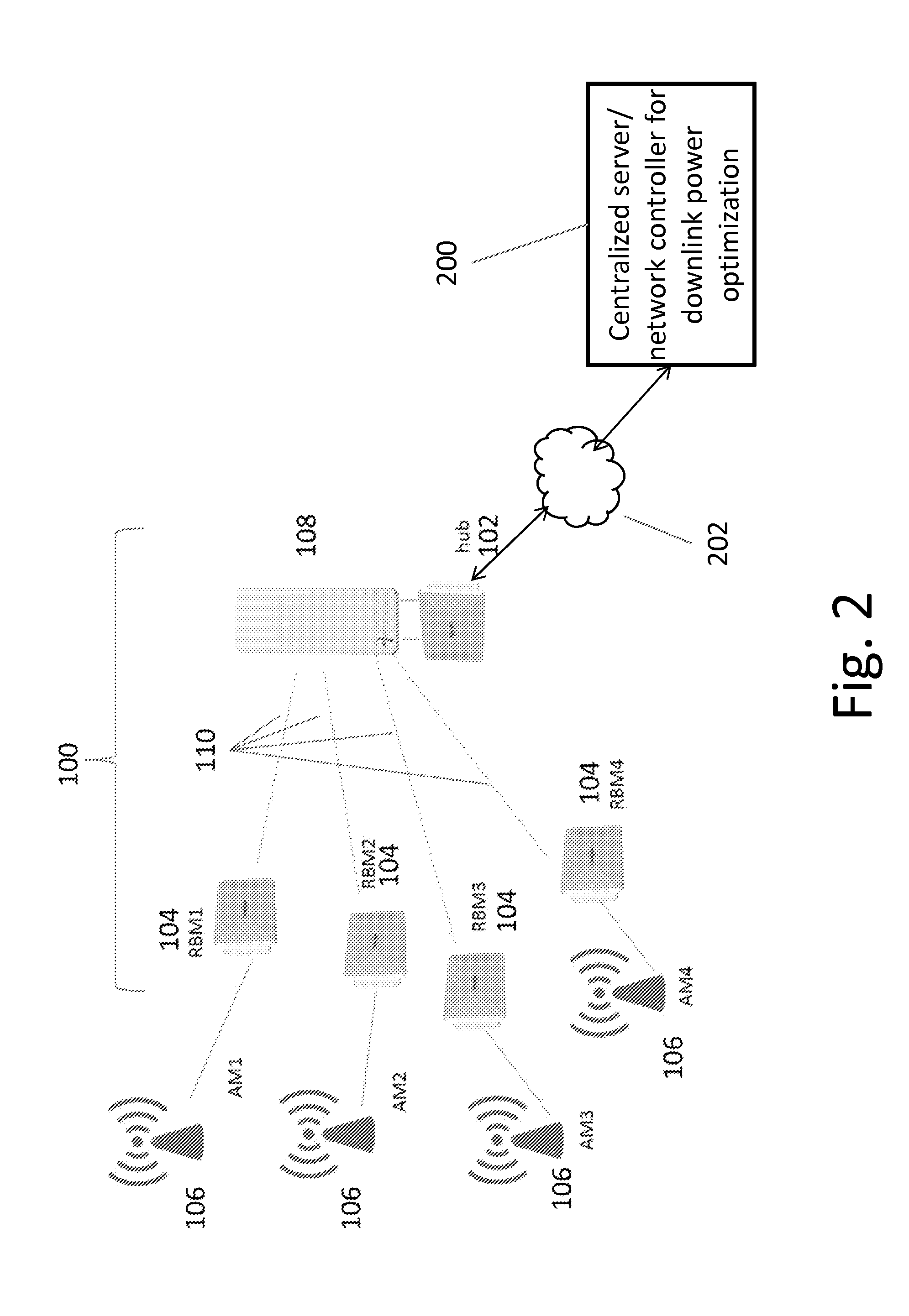 System and method for downlink power optimization in a partitioned wireless backhaul network with out-of-neighborhood utility evaluation