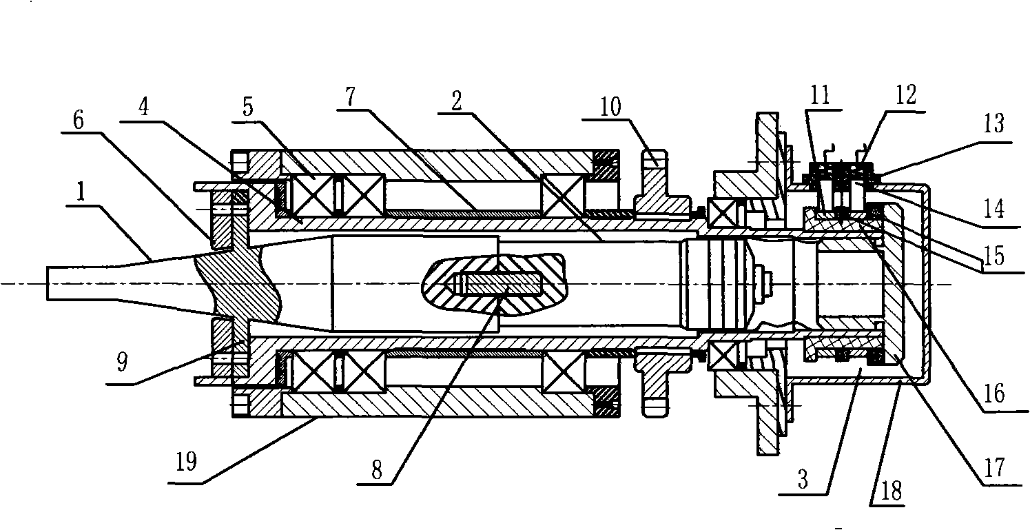 Piezoelectric type ultrasonic rotary main shaft device