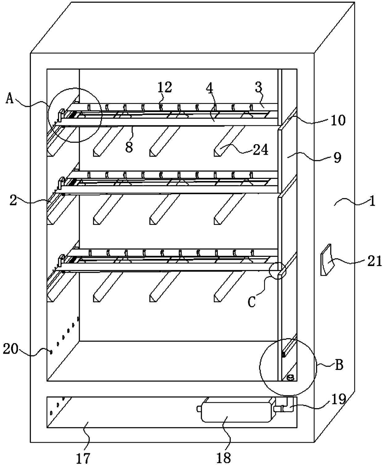 High-temperature disinfecting cabinet for tableware sterilization