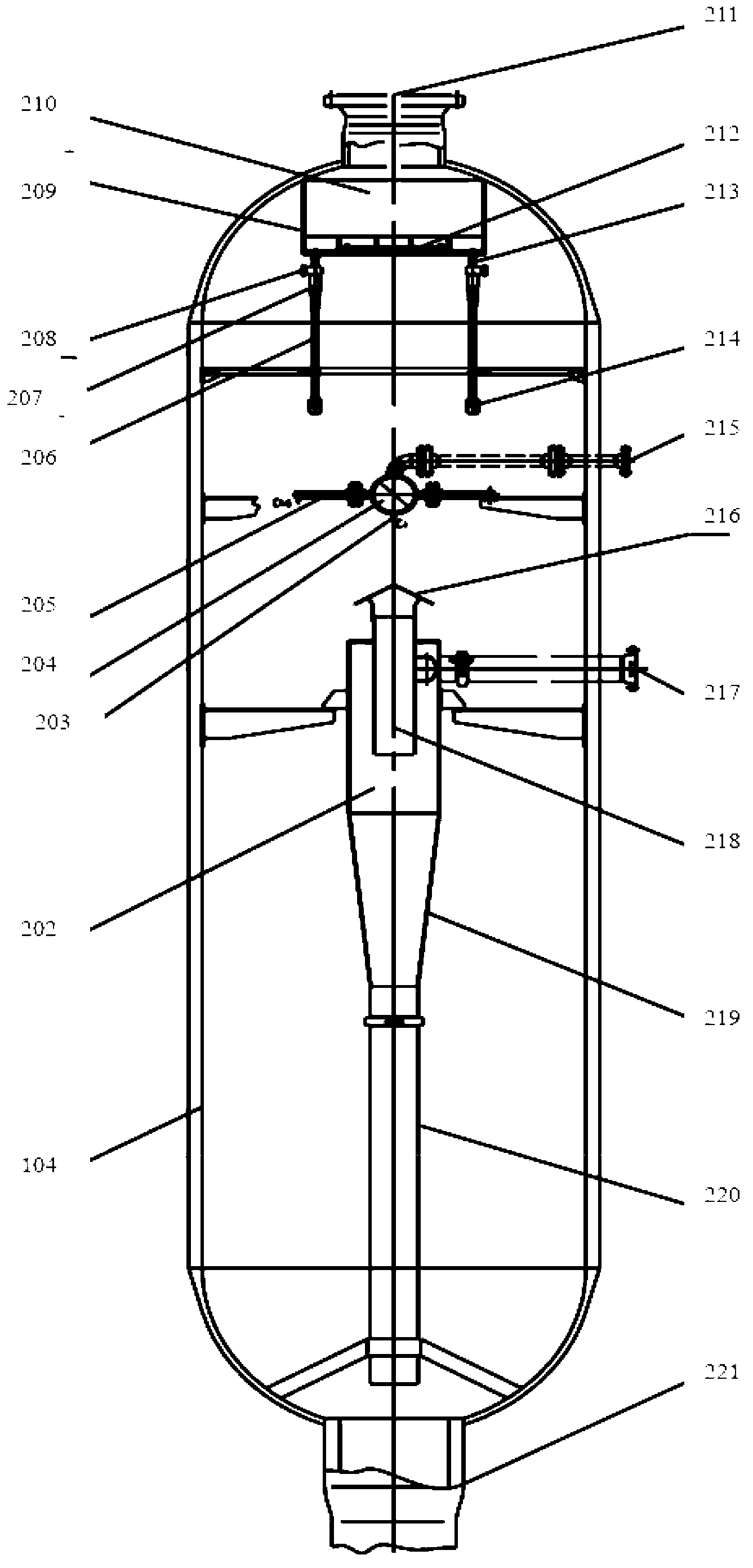 Rotational flow-washing-rotational flow combined hot high-pressure separation method and device in suspended bed hydrogenation process