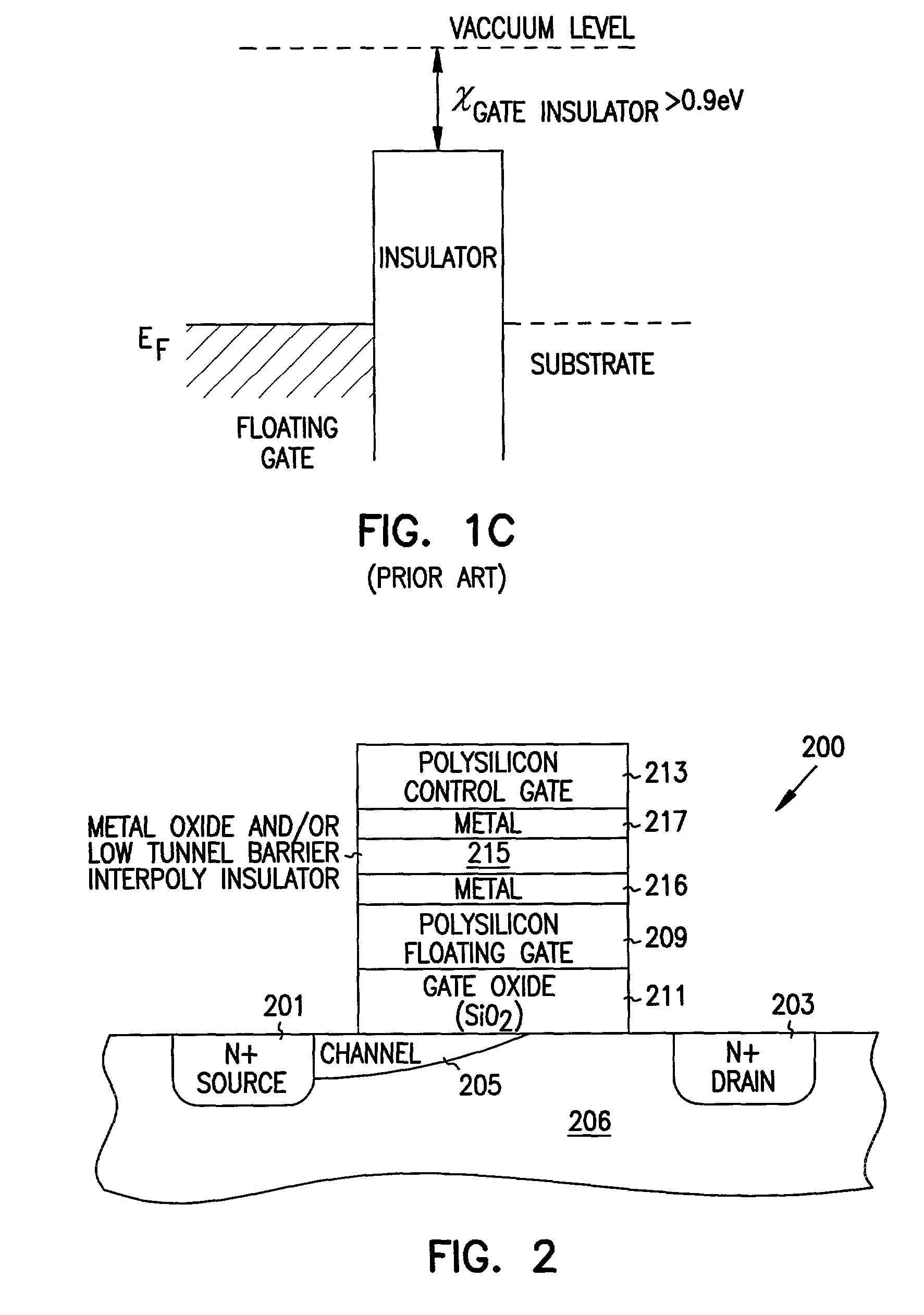 Programmable memory address and decode circuits with low tunnel barrier interpoly insulators