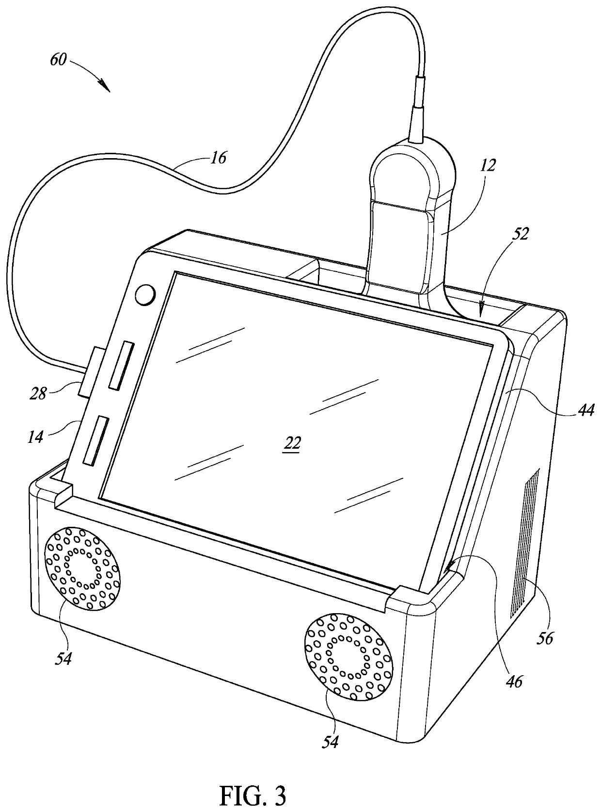 Ultrasound system with docking station and dockable ultrasound probe