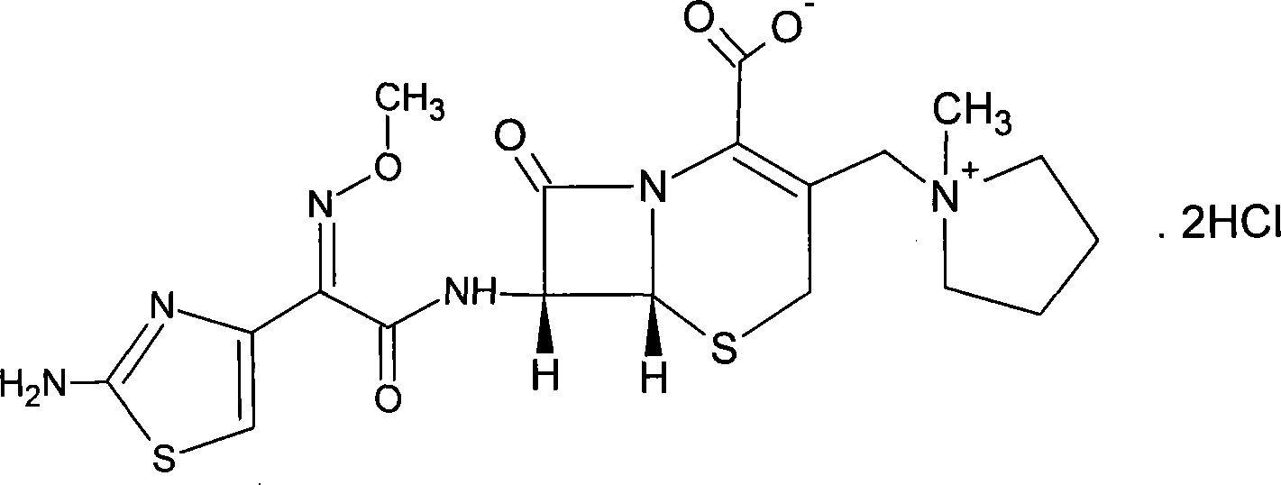 Method for preparing cefepime dihydrochloride and L-arginine mixed powder