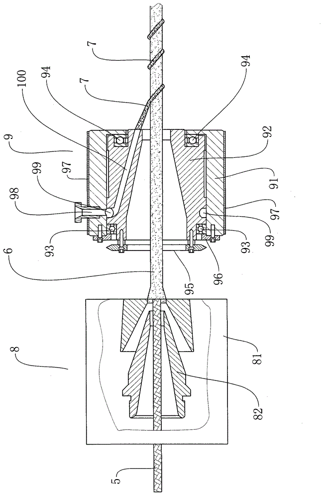 Movable cable of resistance to drag and scraping prevention and extrusion forming mould device thereof