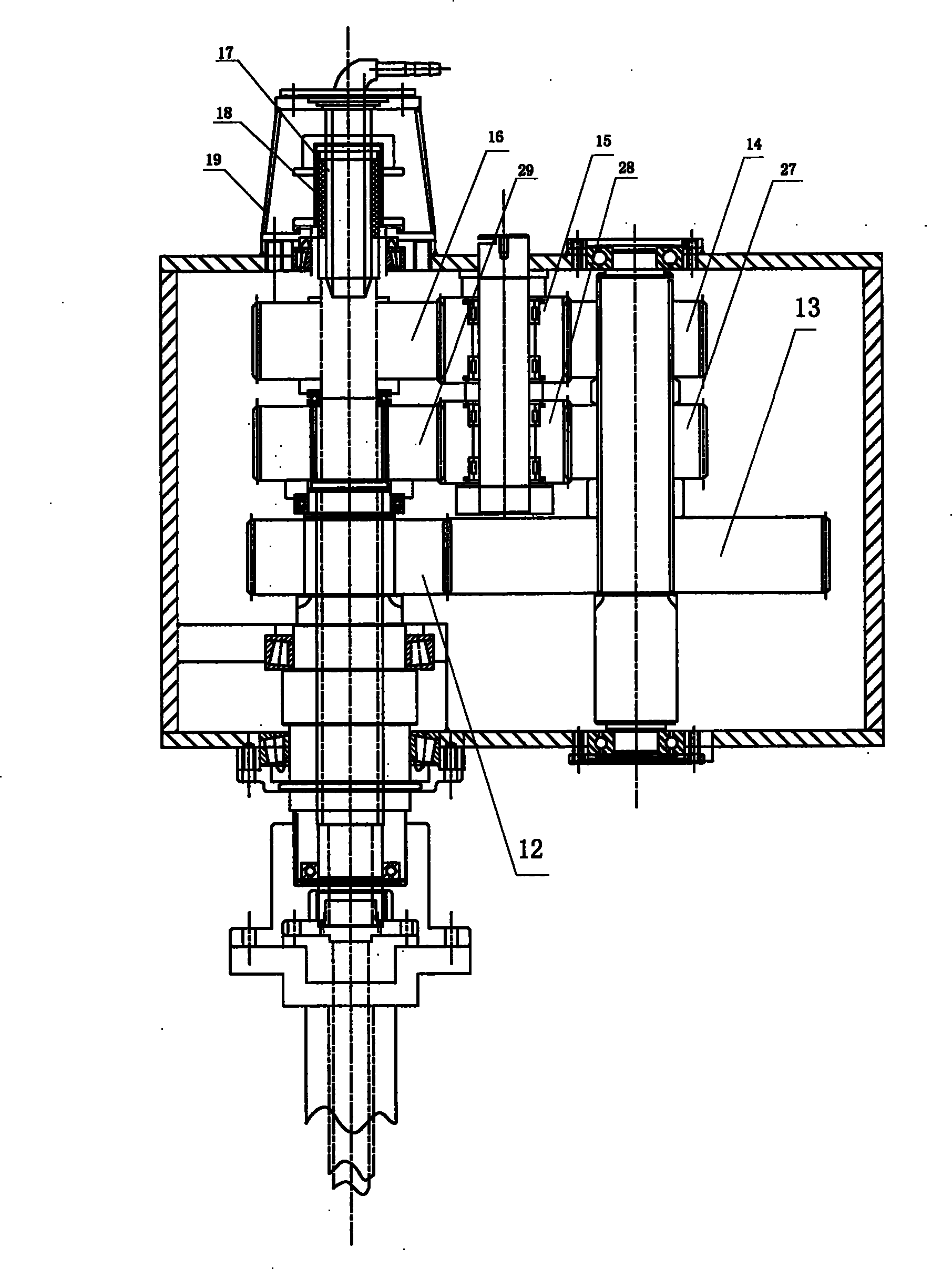 Multi-direction multi-shaft stirring concrete earth pile machine