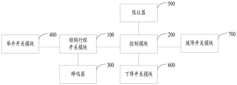 Dump truck lock hook misoperation prevention control circuit and device and dump truck