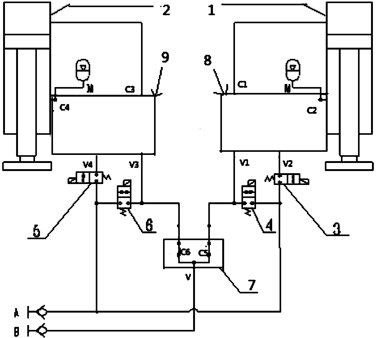 Double cylinder synchronous and independent control method, system and crane