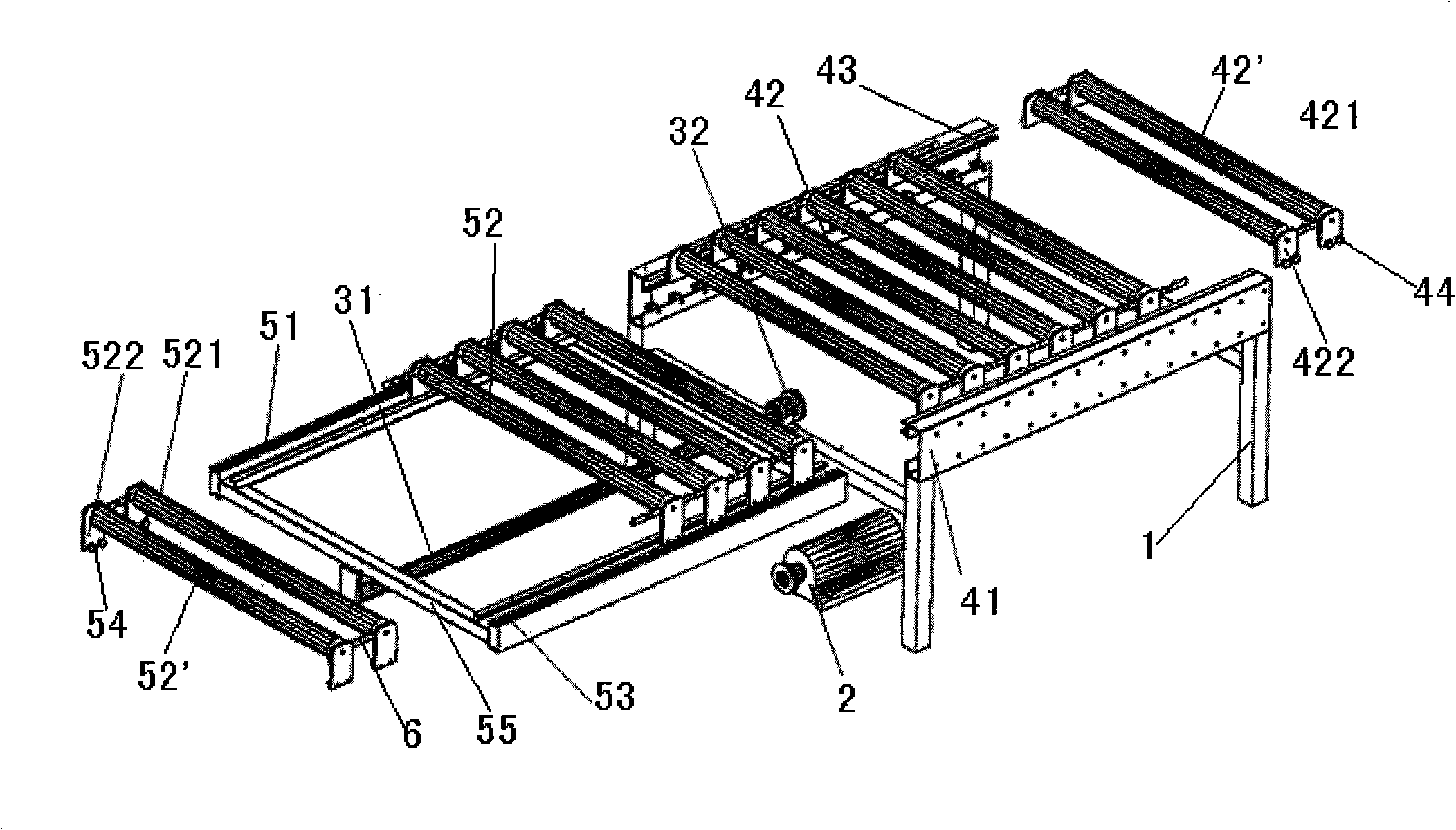 Telescopic horizontal transmission bench