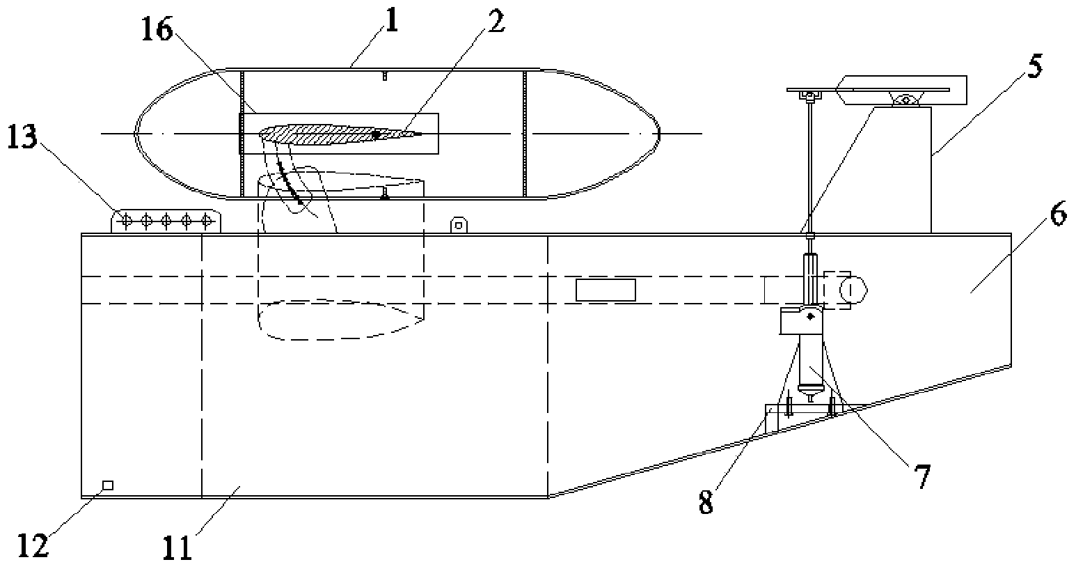 Tail control force induced control pull-type cable remote control underwater vehicle