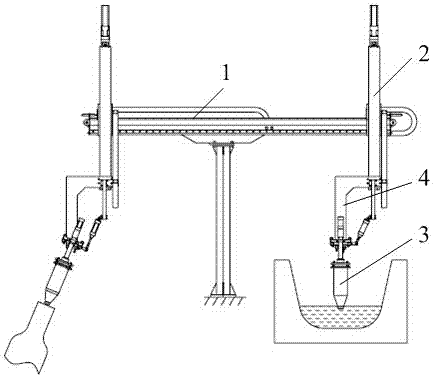 A device for vacuuming molten metal