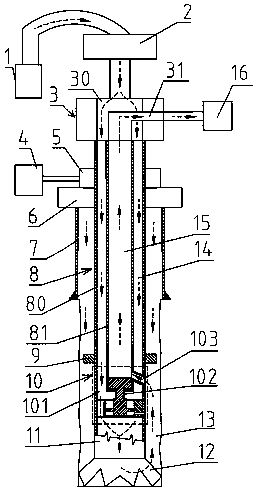 Gas reverse-circulation well-drilling method