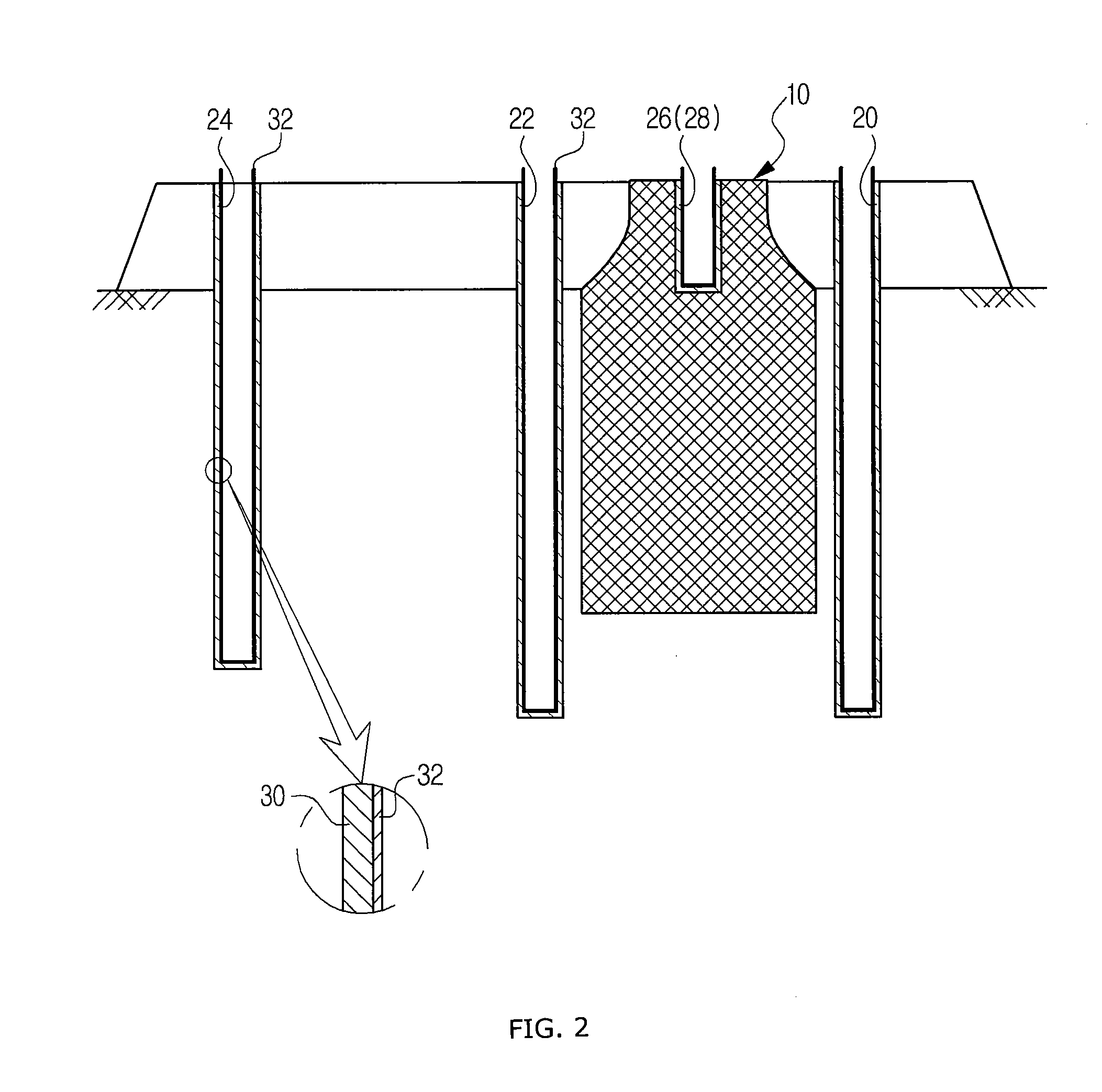 Measurement method for a granular compaction pile using crosshole seismic testing