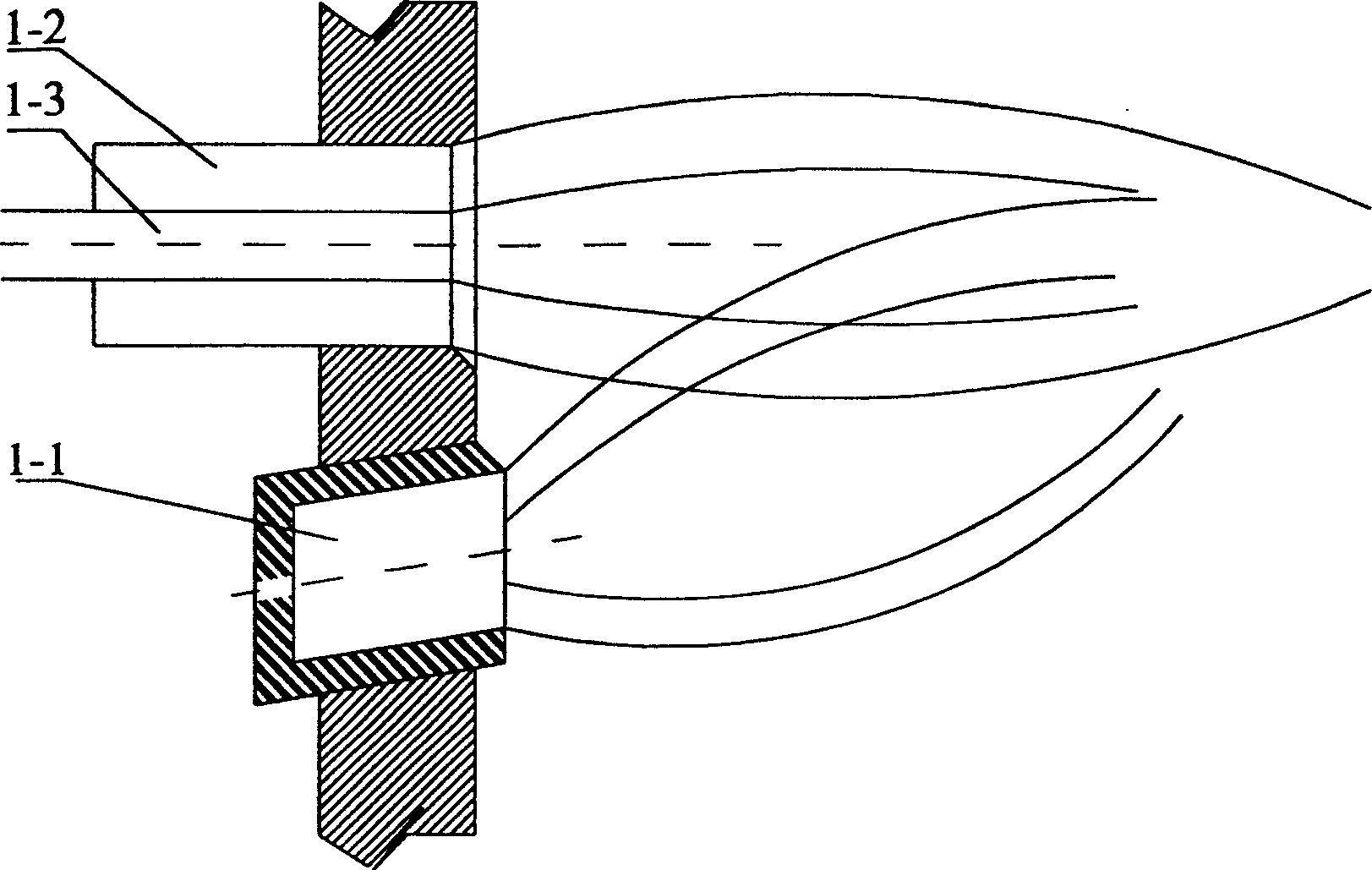 Large space burning method of water coal slurry and its special device