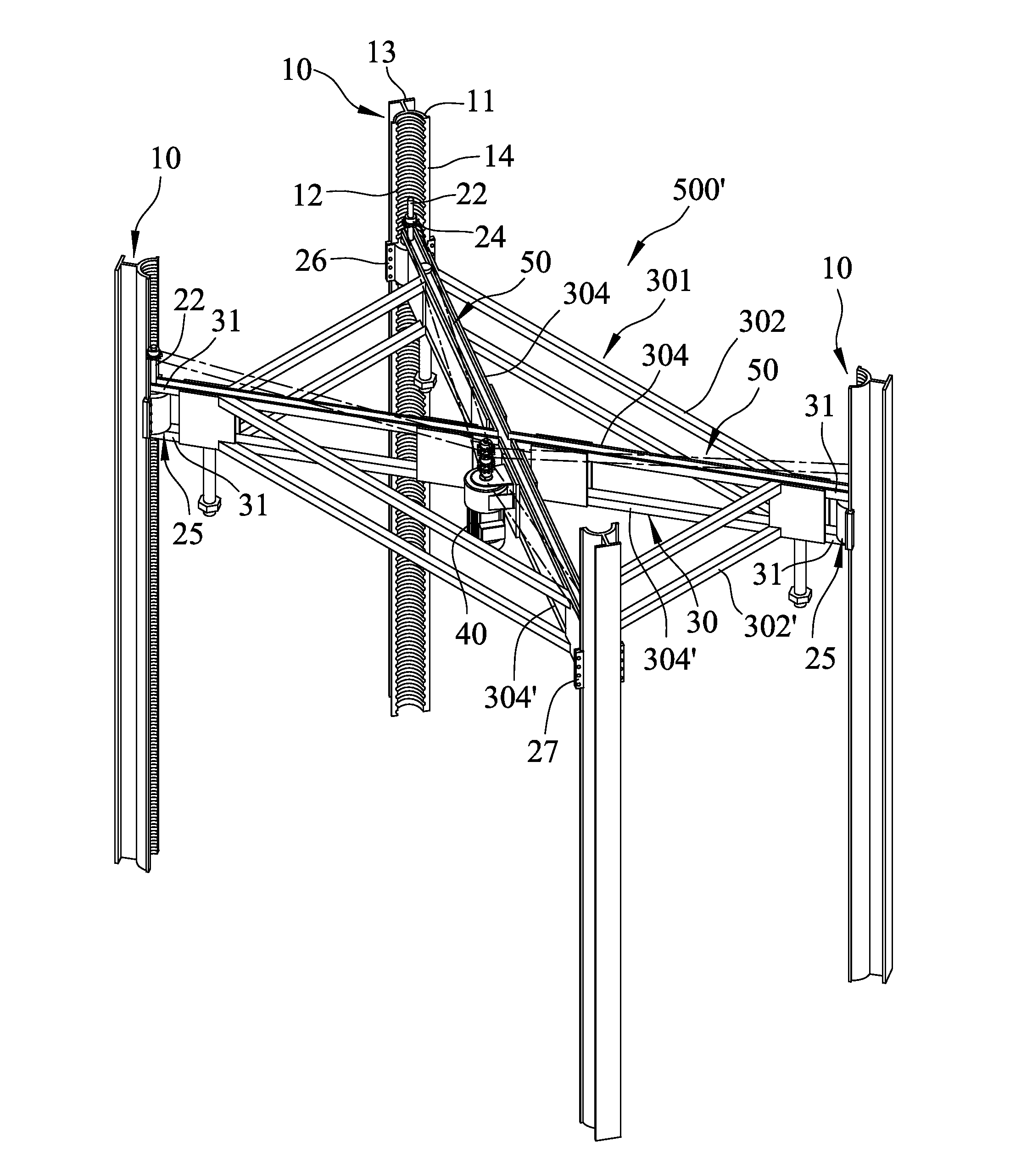 Vertical support structure and lifting device having the same