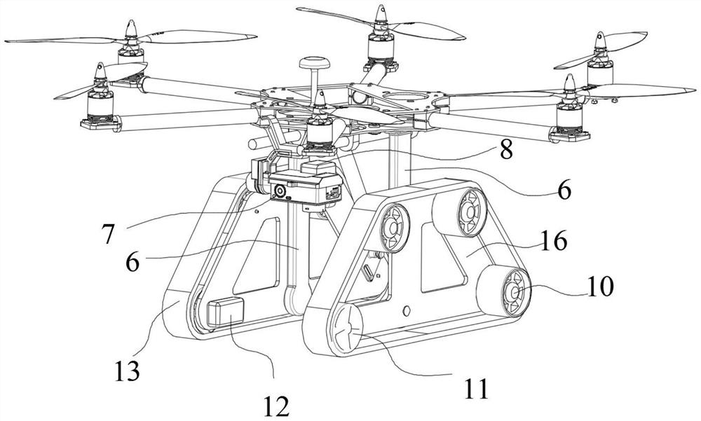 An unmanned aerial vehicle capable of moving on an inclined plane