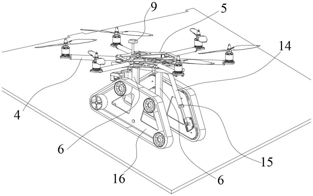 An unmanned aerial vehicle capable of moving on an inclined plane