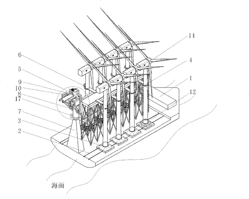 Ship for transporting wind turbines and transporting method for wind turbines