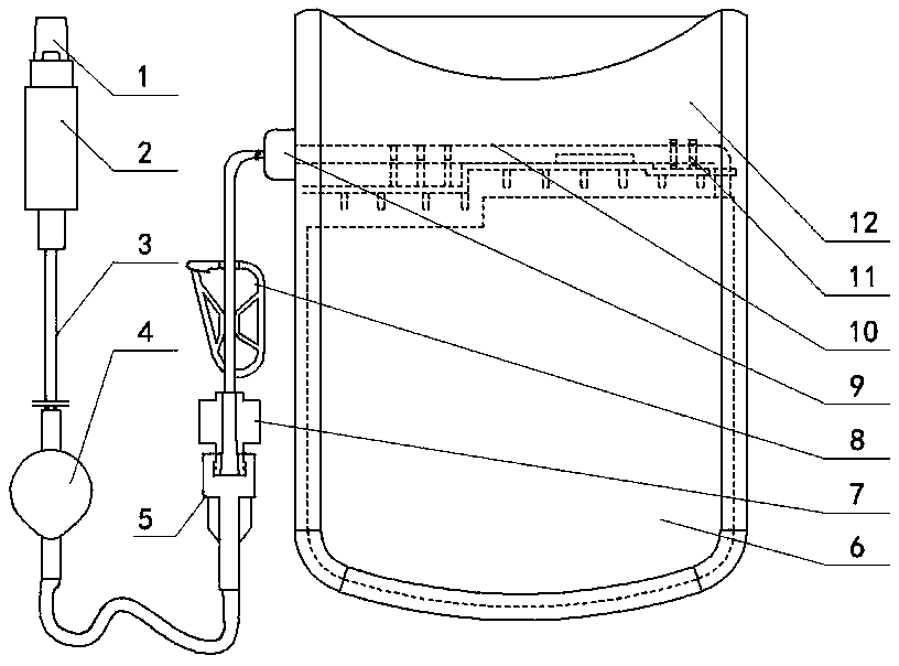 Safety injection pump with fluid bag