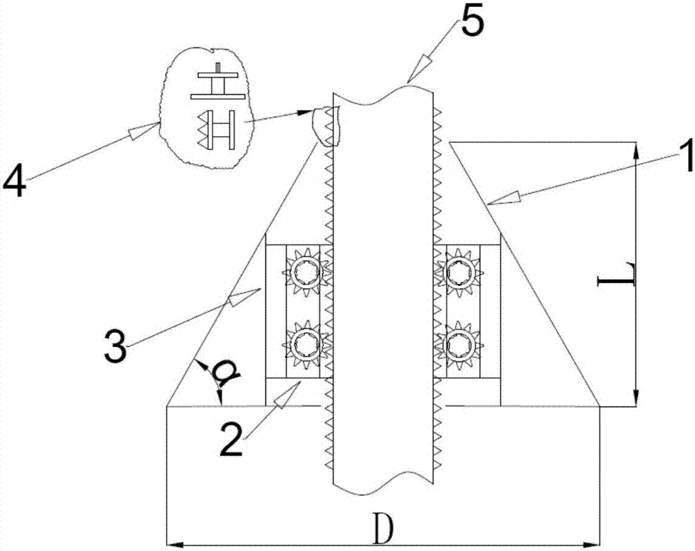 Anti-ice device applicable to shell spud leg self-lifted type ocean platform