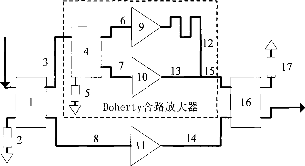 Final three-route power synthesizing amplifying circuit applied to power amplifier of mobile communication base station system