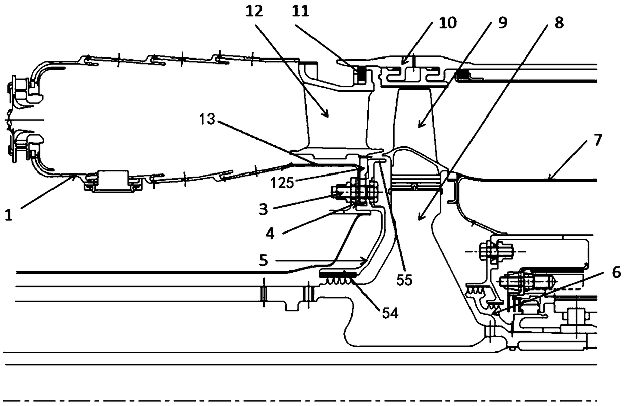 Floating positioning and torque transmission structure of turbine guide device