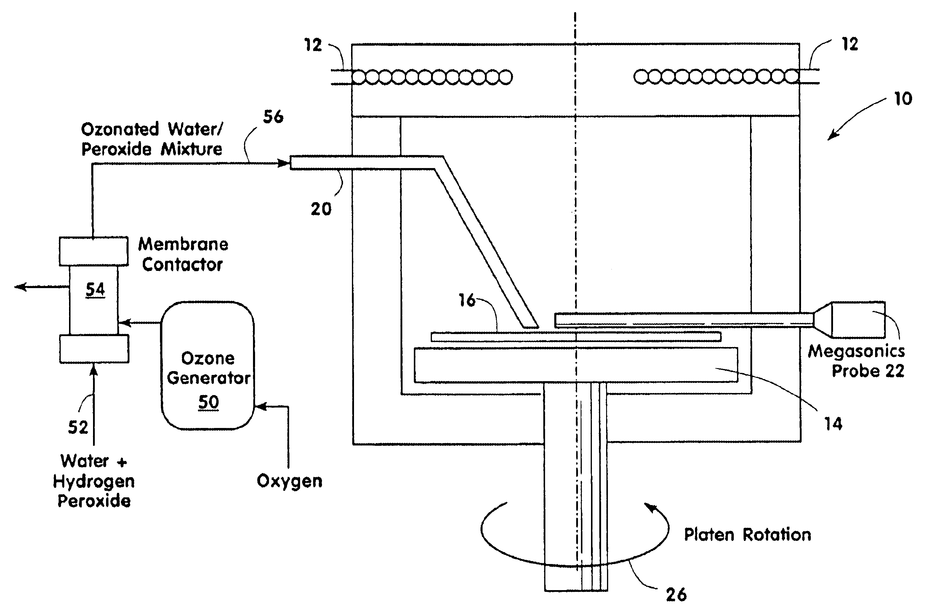 Method and apparatus for removing photoresist and post-etch residue from semiconductor substrates by in-situ generation of oxidizing species