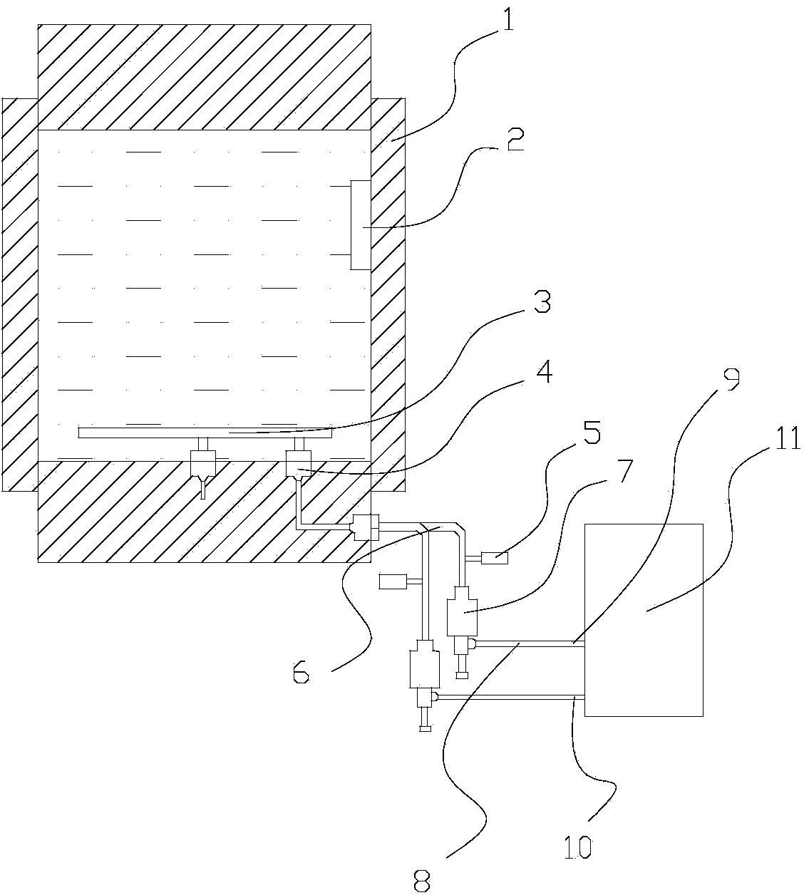 Heating device for medium oil in working cylinder of heating isostatic-pressing machine