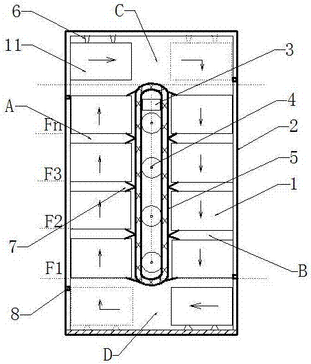 Intelligent elevator capable of driving plurality of lift cars to move circularly by utilizing gears